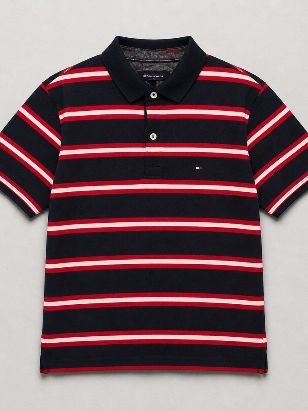 NWT Tommy Hilfiger Men's Navy Stripe Polo Shirt Small Red White Cotton